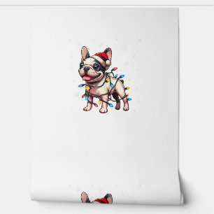 Funny French Bulldogs Christmas Santa Hat Lights S Wallpaper