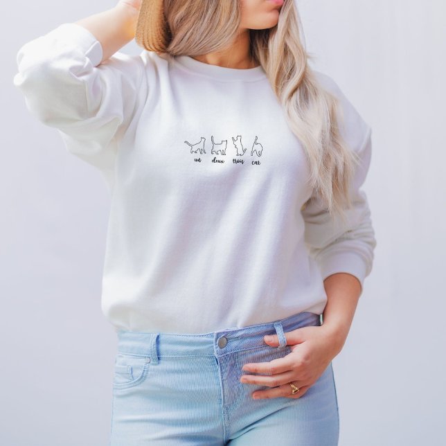 Funny French Cat Quote And Line Illustration Sweatshirt (Creator Uploaded)