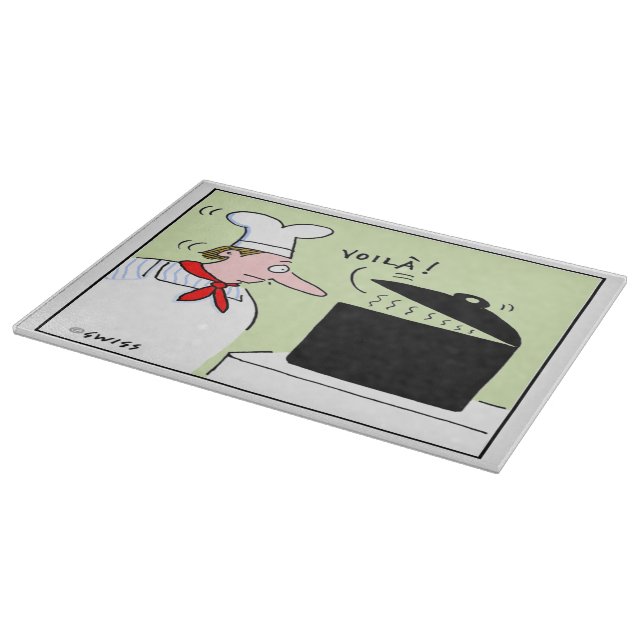 Funny French Chef with Mustache and Hat Cartoon Cutting Board (Corner)