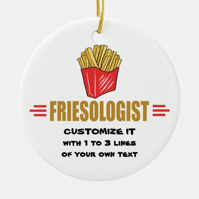 Funny French Fries Ceramic Tree Decoration (Front)