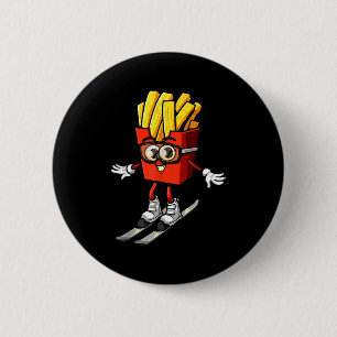 Funny french fry ski potato fries skiing instructo 6 cm round badge