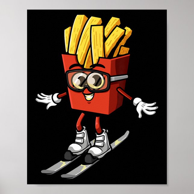 Funny French Fry Ski Potato Fries Skiing Instructo Poster (Front)