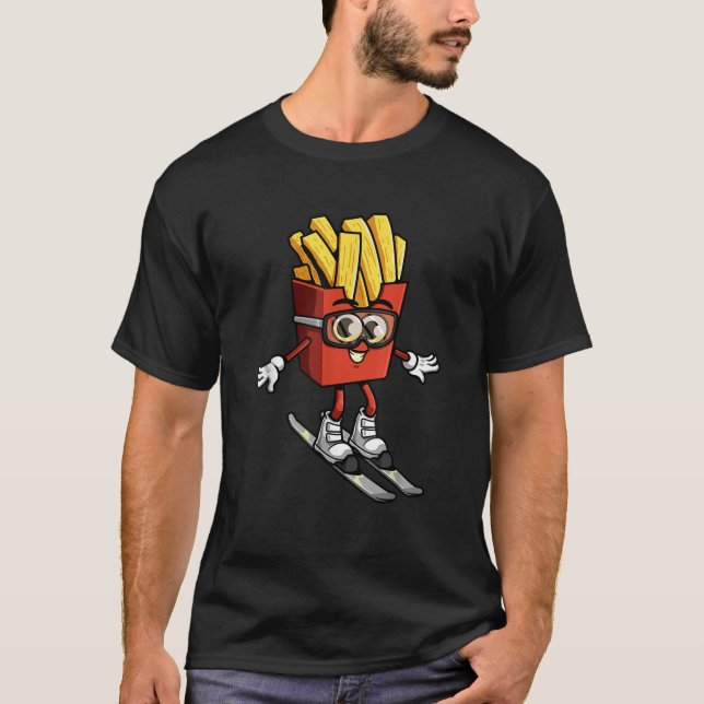 Funny French Fry Ski Potato Fries Skiing Instructo T-Shirt (Front)