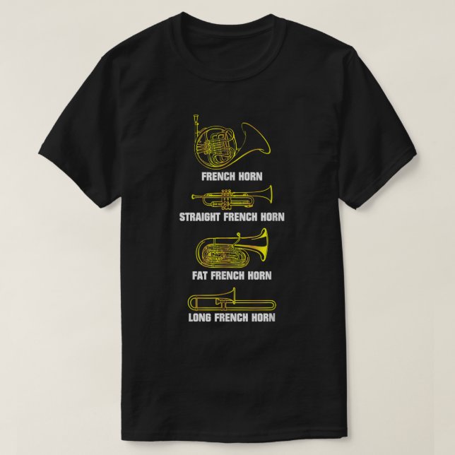 Funny French Horn Variations3 T-Shirt (Design Front)
