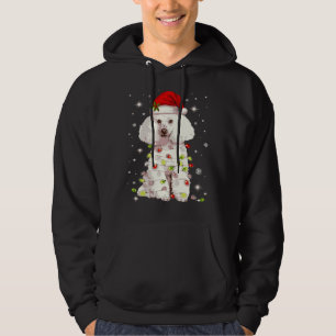 Funny French Poodle Dog Santa Hat Christmas Lights Hoodie