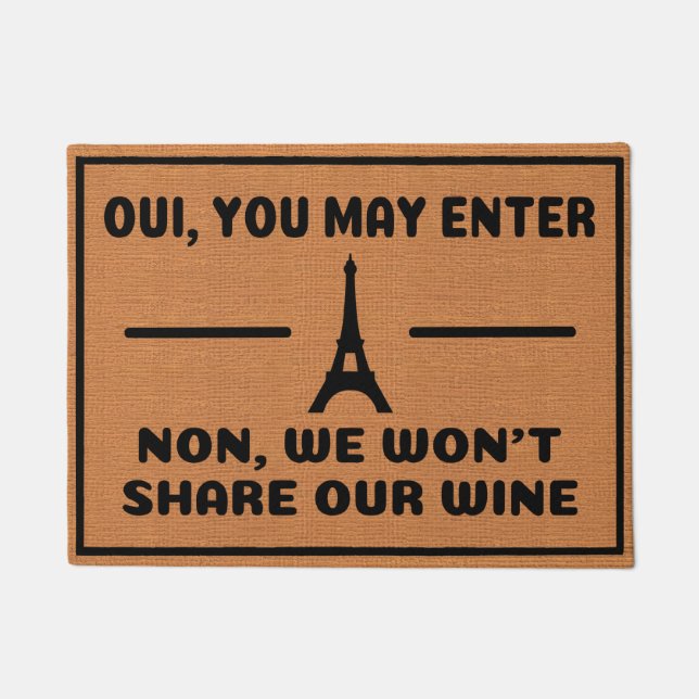 Funny French Wine Humour Rustic Minimalist Doormat (Front)