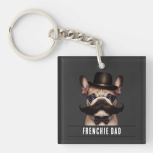 Funny Frenchie Dad Custom Name Double Sided  Key Ring