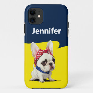 Funny Frenchie Rosie the Riveter Parody Case-Mate iPhone Case