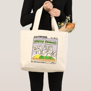 Funny Fresh Produce Laftovers Cartoon Grocery Tote