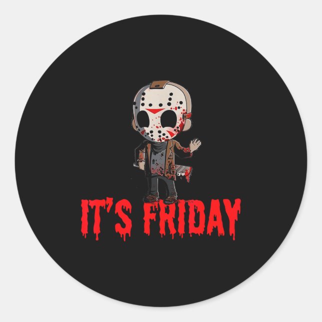 Funny Friday 13th Funny Halloween Horror  Classic Round Sticker (Front)