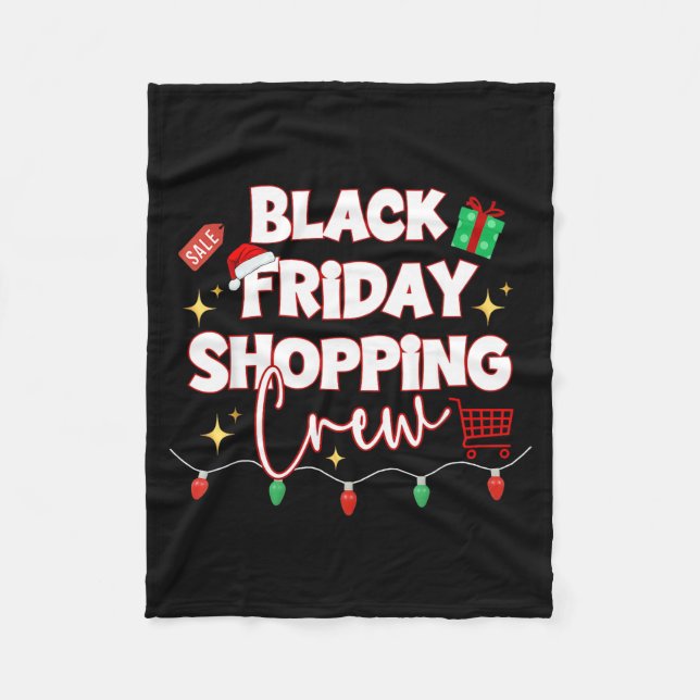 Funny Friday Shopng Crew Christmas Black Shopng Fa Fleece Blanket (Front)