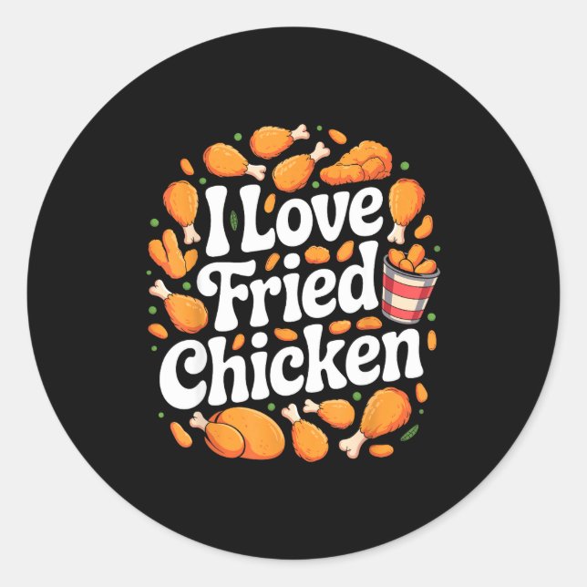 Funny Fried Chicken Art For Men Women Kids Fast Fo Classic Round Sticker (Front)