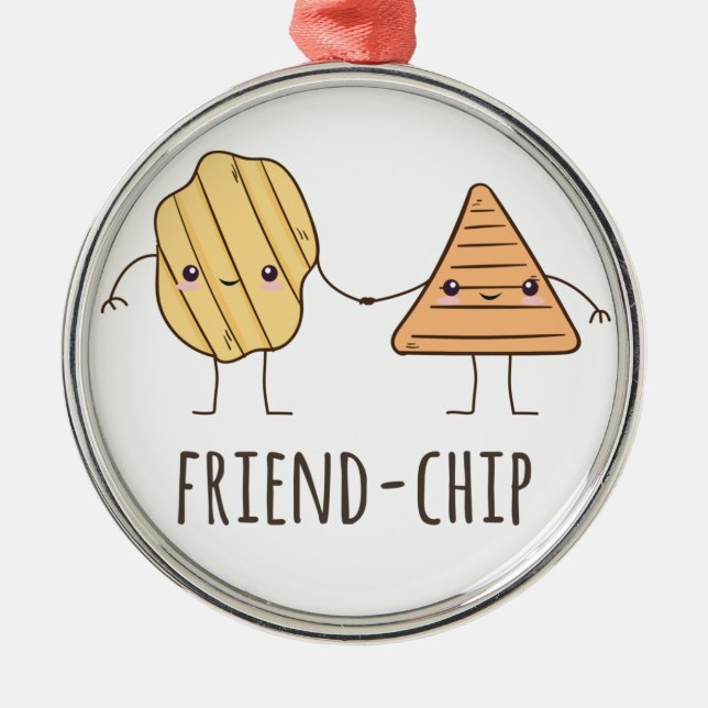Funny Friend-chip potato chips Metal Tree Decoration (Front)