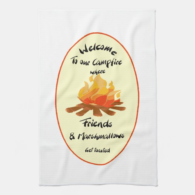 Funny Friend Marshmallow Camping Quote Tea Towel (Vertical)