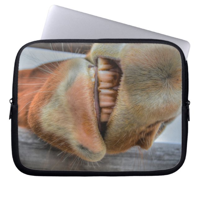 Funny Friendly Horse Muzzle and Teeth Laptop Sleeve (Front)