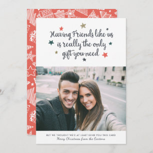 Funny Friends Modern Christmas Photo White Holiday Card