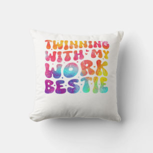 Funny Friends Twinning With My Work Bestie Spirit Cushion