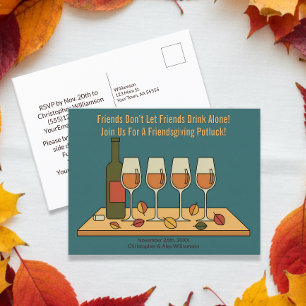 Funny Friendsgiving Potluck Invitation with Wine