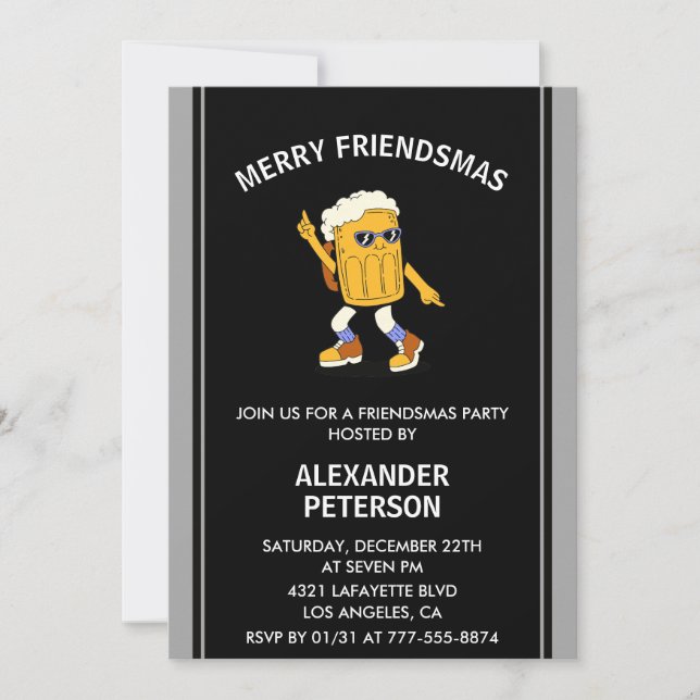 Funny Friendsmas invitations Beer (Front)