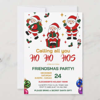 Funny Friendsmas Santa Christmas Party Invitation