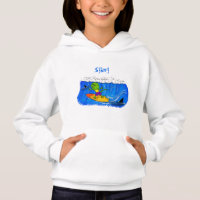 Funny frilled neck lizard surfing cartoon