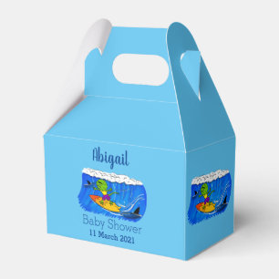 Funny frilled neck lizard surfing cartoon favour box