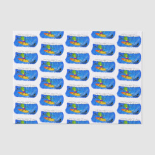 Funny frilled neck lizard surfing cartoon tissue paper