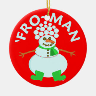 Funny 'Fro Snowman Christmas Ceramic Tree Decoration