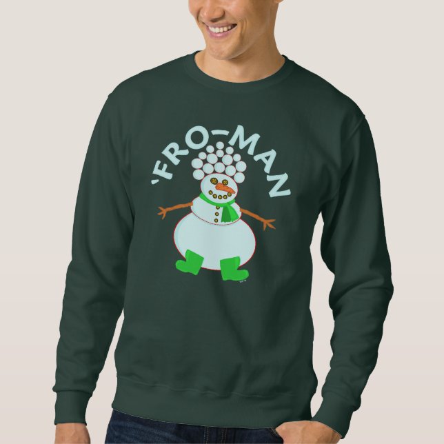 Funny 'Fro Snowman Ugly Christmas Sweater (Front)