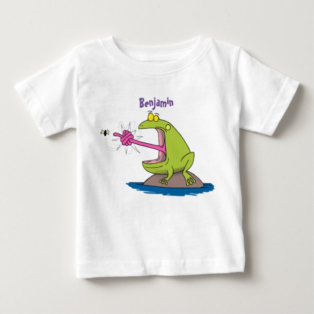 Funny frog and fly cartoon baby T-Shirt (Front)