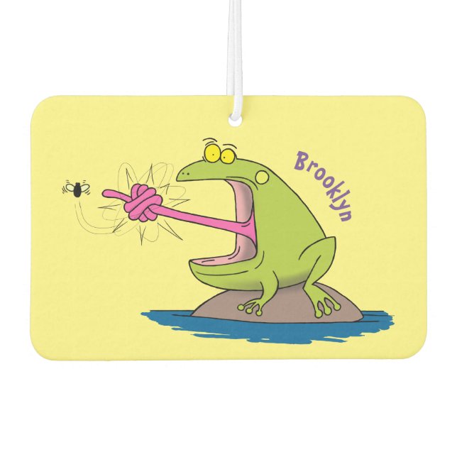 Funny frog and fly cartoon car air freshener (Front)