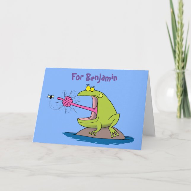 Funny frog and fly cartoon card (Front)
