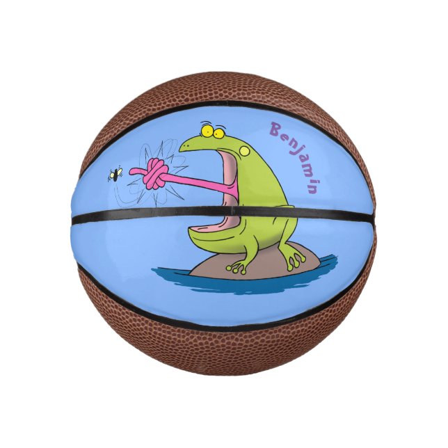 Funny frog and fly cartoon mini basketball (Front)