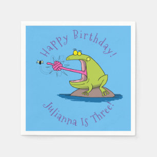 Funny frog and fly cartoon napkin