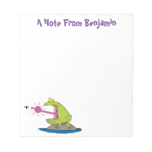 Funny frog and fly cartoon notepad