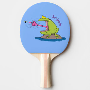 Funny frog and fly cartoon ping pong paddle
