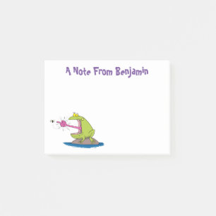 Funny frog and fly cartoon post-it notes