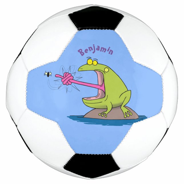 Funny frog and fly cartoon soccer ball (Front)