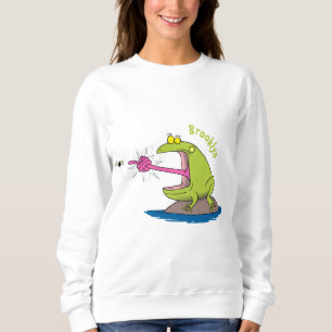 Funny frog and fly cartoon sweatshirt