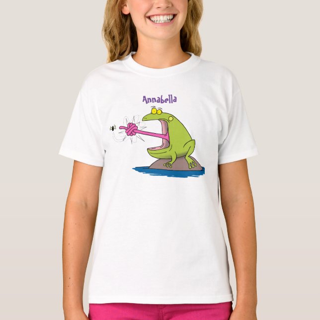 Funny frog and fly cartoon T-Shirt (Front)
