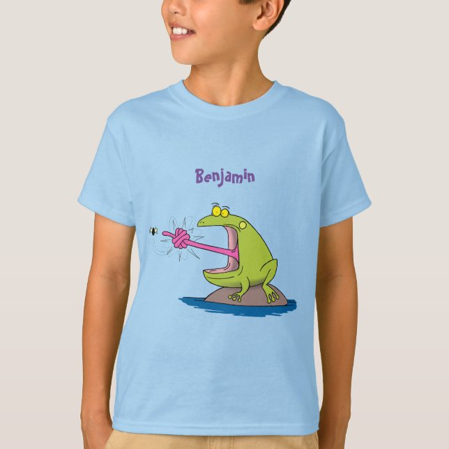 Funny frog and fly cartoon T-Shirt (Front)