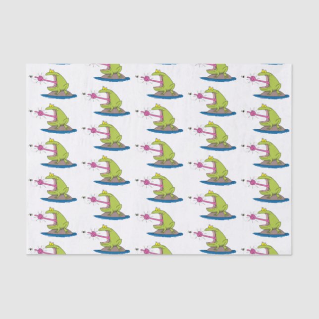 Funny frog and fly cartoon tissue paper (Front)