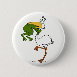 Funny Frog and Pelican 6 Cm Round Badge