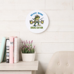 Funny Frog Beast Mode Broke Edition Wall Clock