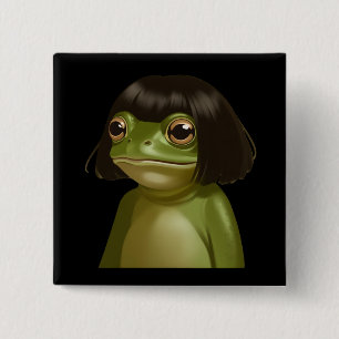 Funny Frog Bob Haircut Meme Frogs Animal Lovers 15 Cm Square Badge