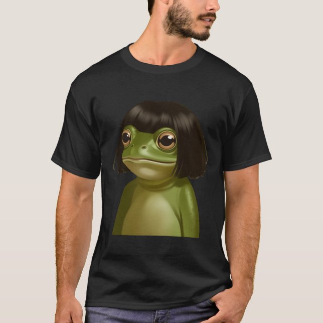 Funny Frog Bob Haircut Meme Frogs Animal Lovers T-Shirt (Front)