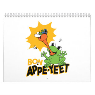 Funny Frog Catching Fly Cartoon  Classic Round  Calendar