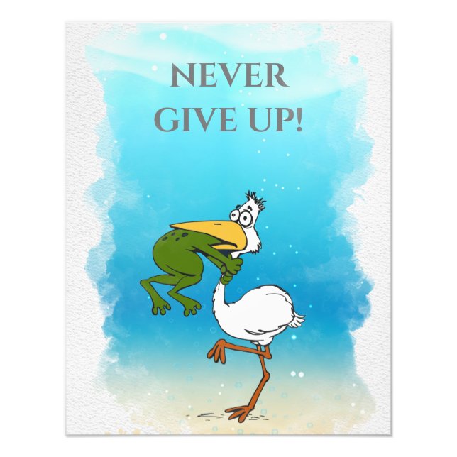 Funny Frog Choking Bird Inspirational Poster (Front)
