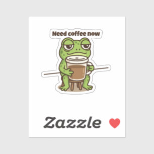Funny Frog Coffee Meme Cartoon Sticker