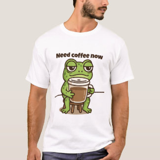 Funny Frog Coffee Meme Cartoon T-shirt